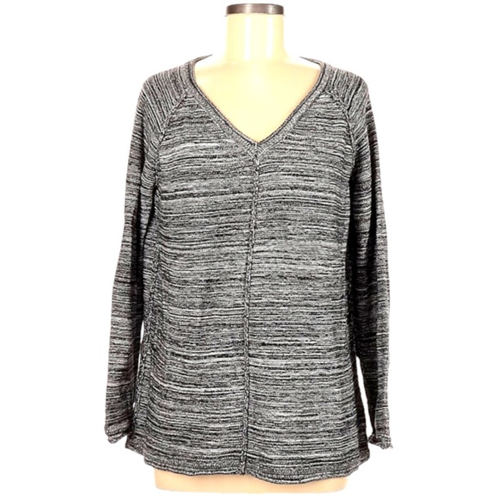 525 America‎ M grey marl 100% cotton long sleeve raw hem v neck sweater